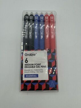 Grabie Erasable Gel Pens Unisex OS Multicolor New 6-Pack Medium Point 0.7mm